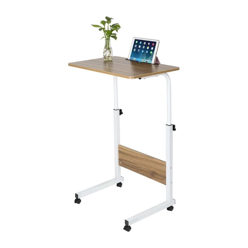 Hospital Overbed Adjustable Folding Pneumatic Laptop Cart Over Bed Side Table/Computer Desk with Wheels Pb Board for Sofa Living Room