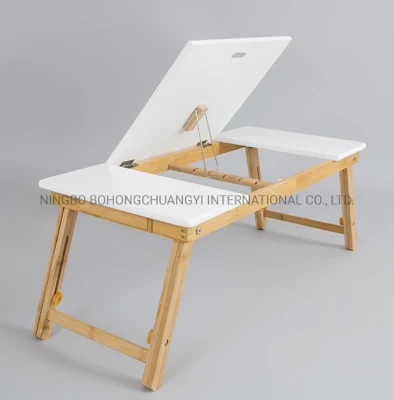 iPad/ordenador portátil, escritorio plegable portátil de madera, mesa retráctil multifunción en la cama