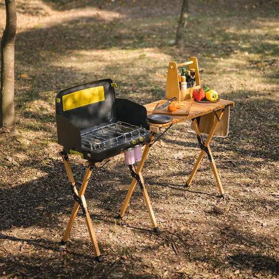 Mesa plegable portátil plegable para exteriores, de madera de haya, para rollo de huevos, para Camping y Picnic