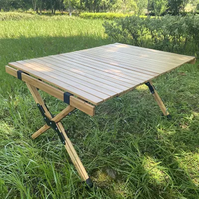 Mesa plegable de bambú para picnic, mesas plegables de alta calidad para exteriores, 2 asientos, para acampar