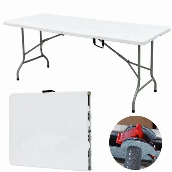 Mesa plegable de plástico para exteriores, redonda, de 5 pies, venta al por mayor, para fiesta, boda, banquete, mesa plegable para eventos