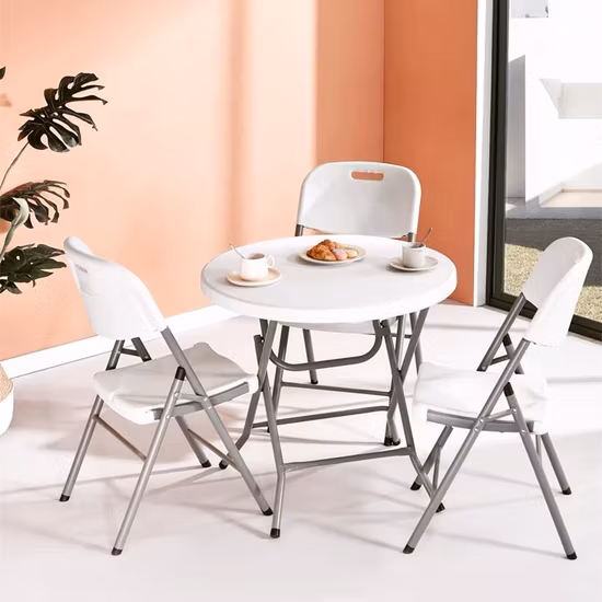 Venta al por mayor de muebles de jardín para exteriores, mesa plegable de HDPE de plástico blanco rectangular de 6 pies x 2,4 pies para fiestas, eventos y bodas