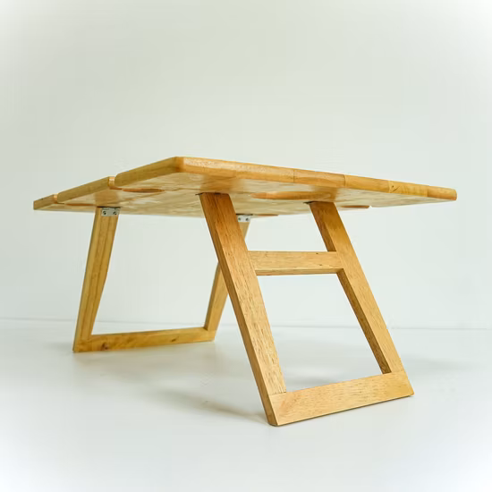 Mesa de picnic de vino de madera, mesa de madera plegable para acampar al aire libre con soporte para aperitivos y copas de vino