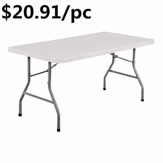 Mesa rectangular plegable de plástico PVC para exteriores, mesa de comedor para bodas