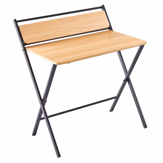 Marcos de metal/Mesa para computadora portátil con parte superior de madera, ensamblaje plegable de 2 niveles que ahorra espacio para el estudio de la oficina en el hogar, escritorio para computadora de color Burlywood Burlywood Ws